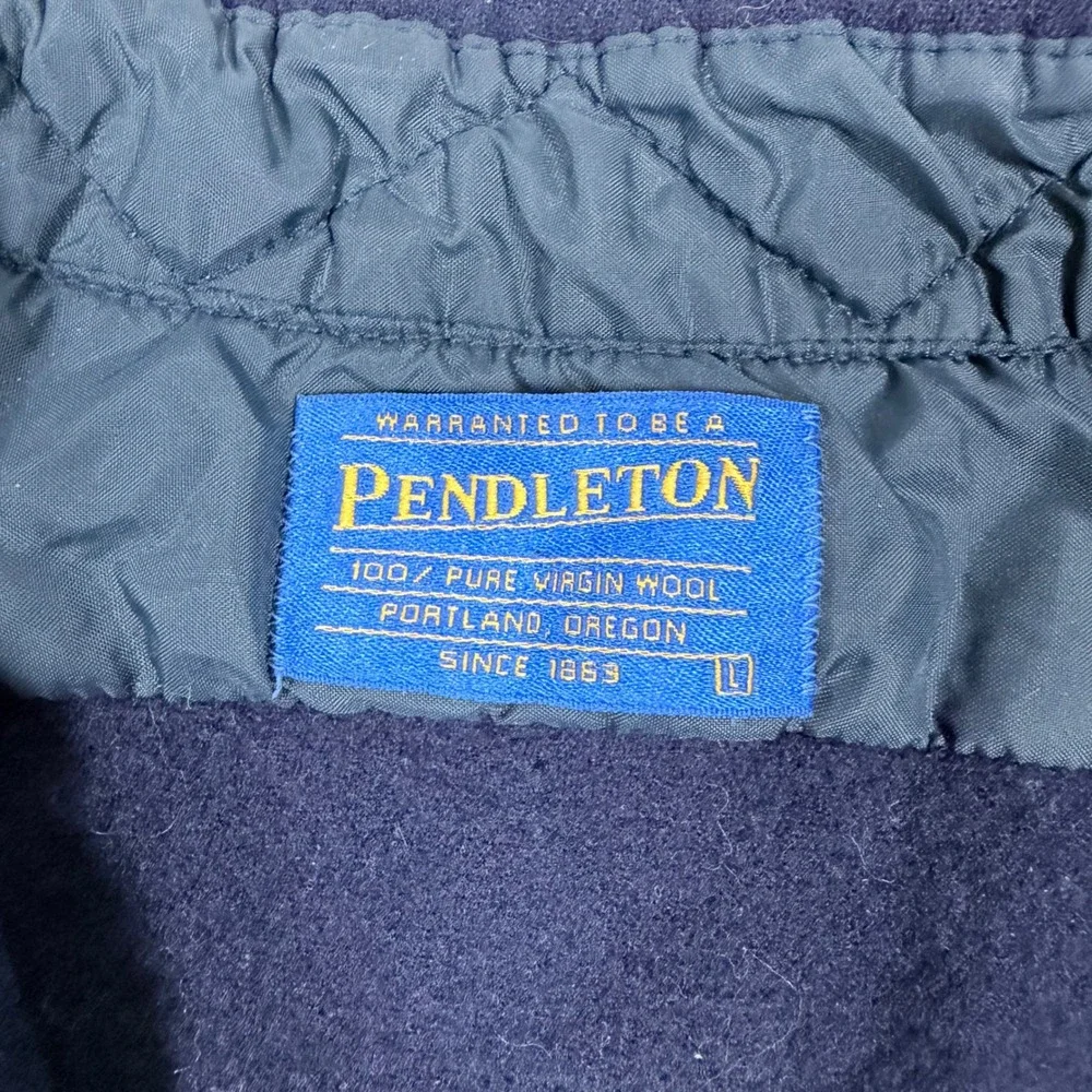 Pendleton Wool Shirt Jacket Womens L Blue Quilted Lined Elbow Patches Button Up - Picture 2 of 5